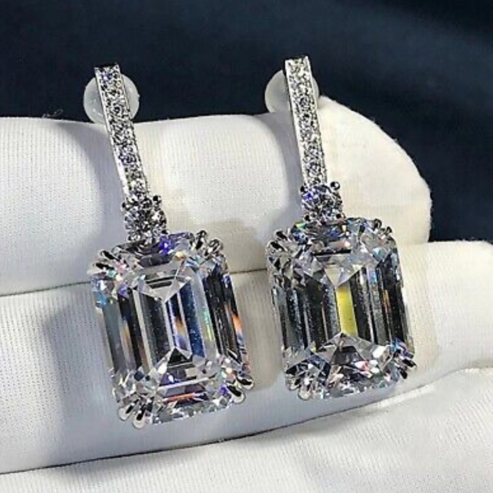 NEW STERLING SILVER Diamond EARRINGS